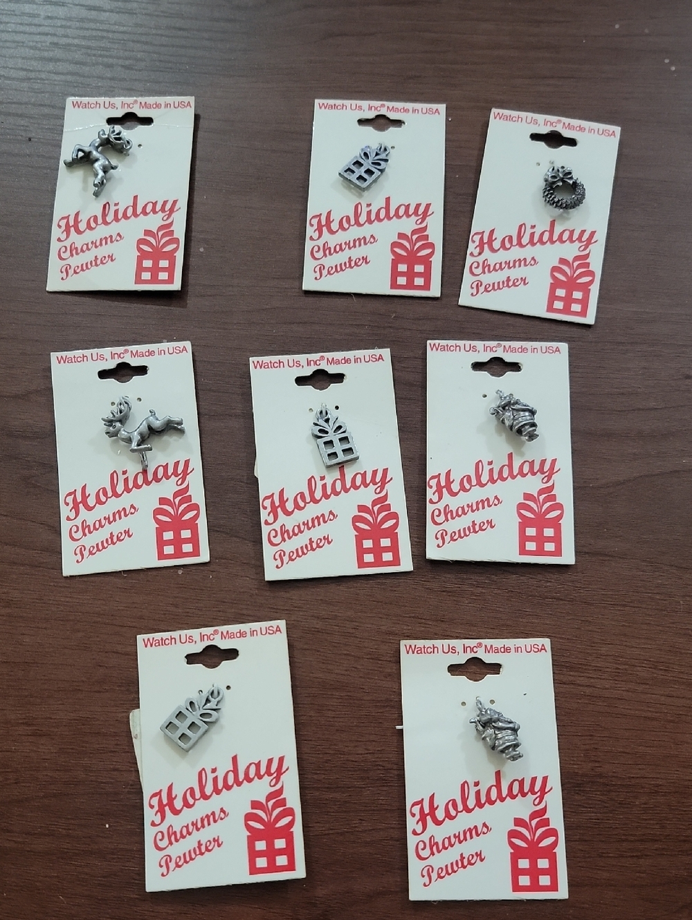 Vintage Holiday Charms Pewter Holiday Charm Set 1990's